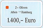 Oliven von Athen nach Hamburg
